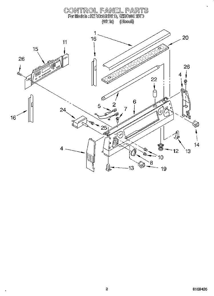 CONTROL PANEL Diagram and Parts List for KERC506HBT0  KitchenAid Range
