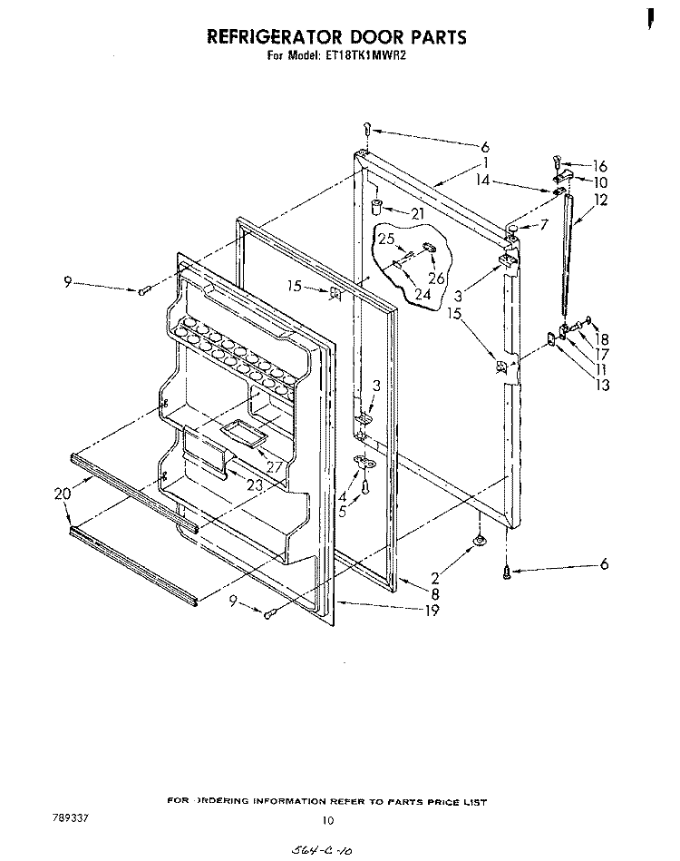 REFRIGERATOR DOOR , PARTS NOT ILLUS Diagram and Parts List for ET18TK1MWR2  Whirlpool Refrigerator