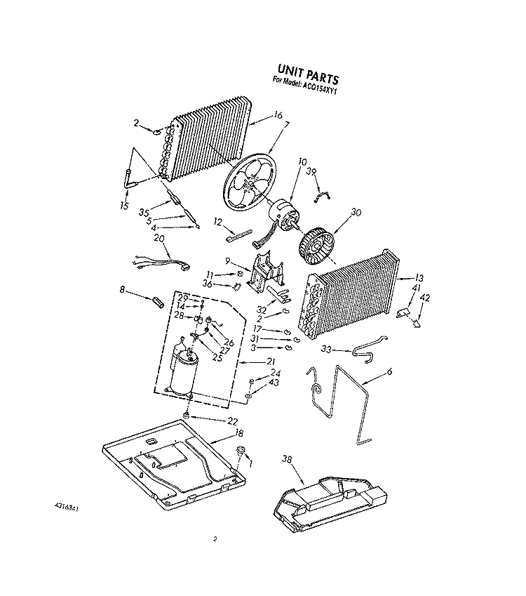 UNIT, LIT/OPTIONAL Diagram and Parts List for ACQ154XY1  Whirlpool Air Conditioner