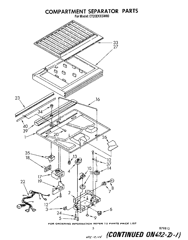 COMPARTMENT SEPARATOR Diagram and Parts List for ET20EKXSW00  Whirlpool Refrigerator