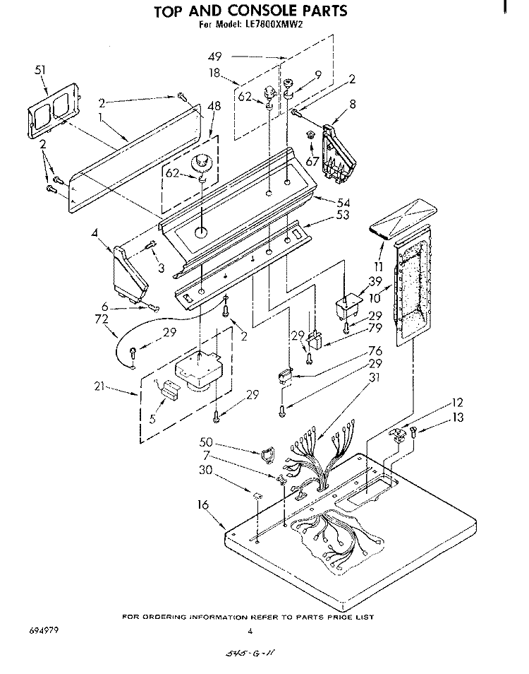 SECTION Diagram and Parts List for LE7800XMW2  Whirlpool Dryer