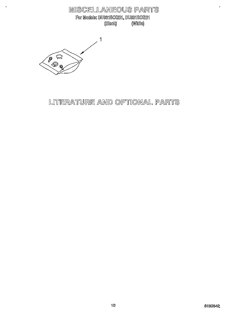 MISCELLANEOUS Diagram and Parts List for DU931SCGQ1  Whirlpool Dishwasher