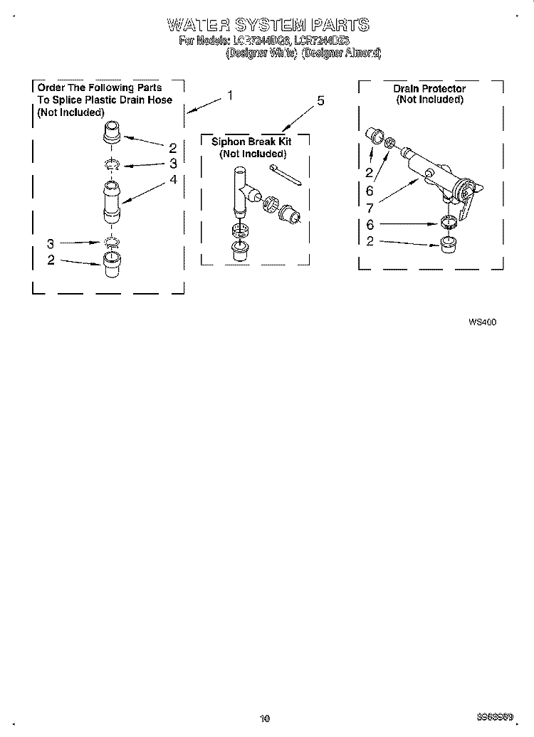 WATER SYSTEM Diagram and Parts List for LCR7244DQ3  Whirlpool Washer