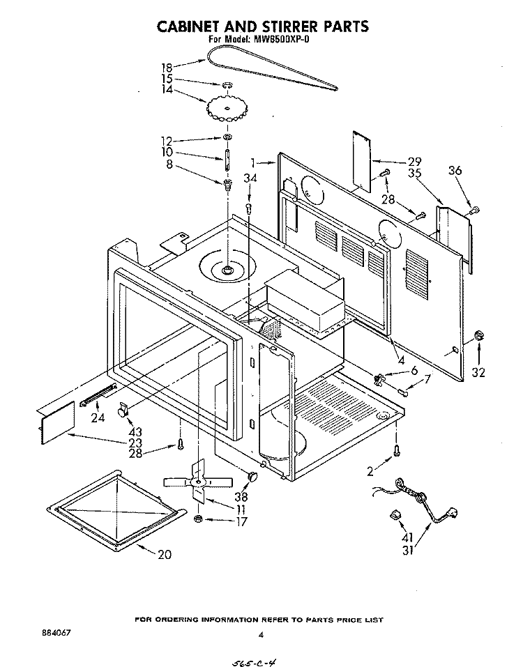CABINET AND STIRRER Diagram and Parts List for MW8500XP0  Whirlpool Microwave