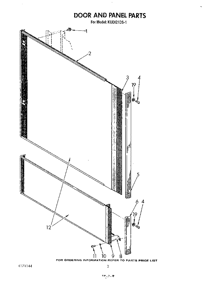 DOOR AND PANEL Diagram and Parts List for KUDI21DS1  KitchenAid Dishwasher