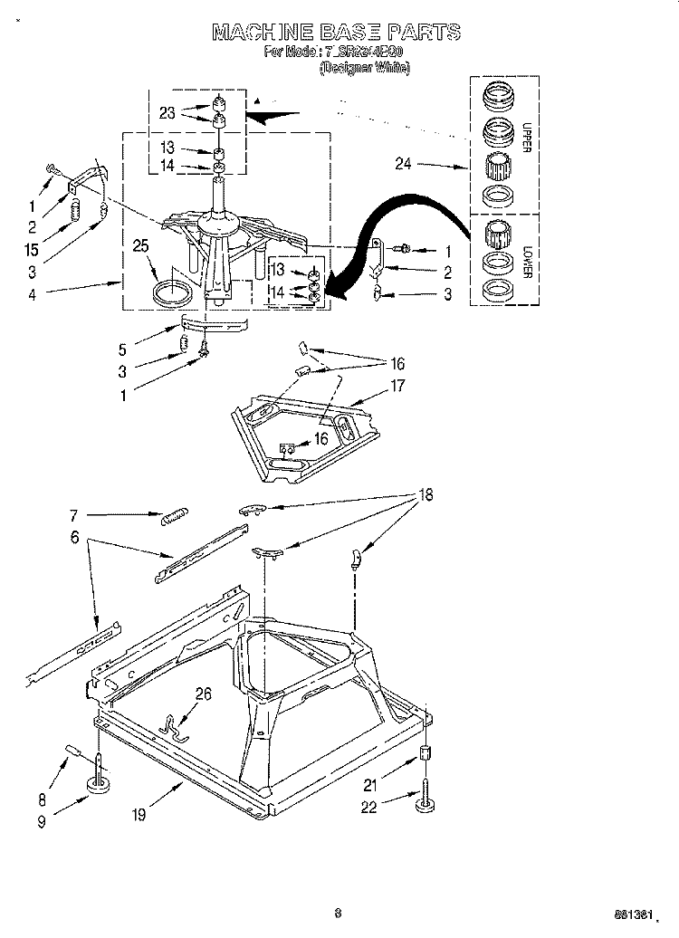 MACHINE BASE Diagram and Parts List for 7LSR8244EQ0  Whirlpool Washer