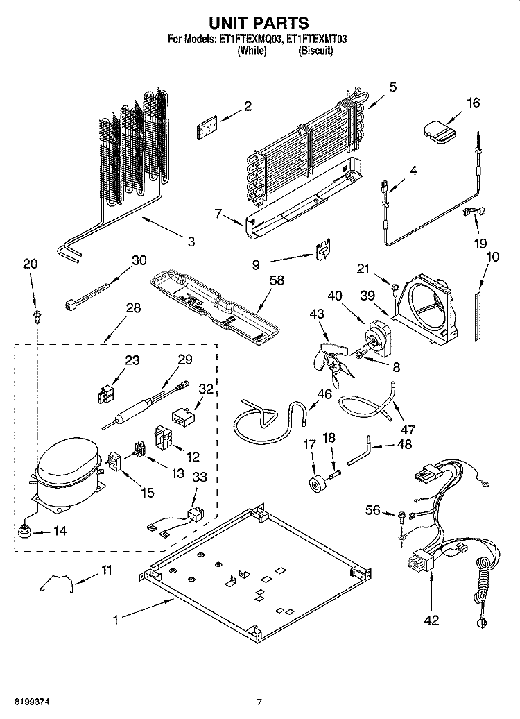 UNIT PARTS Diagram and Parts List for ET1FTEXMQ03  Whirlpool Refrigerator