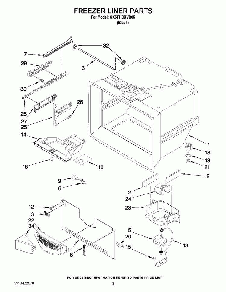 FREEZER LINER PARTS Diagram and Parts List for GX5FHDXVB05  Whirlpool Refrigerator