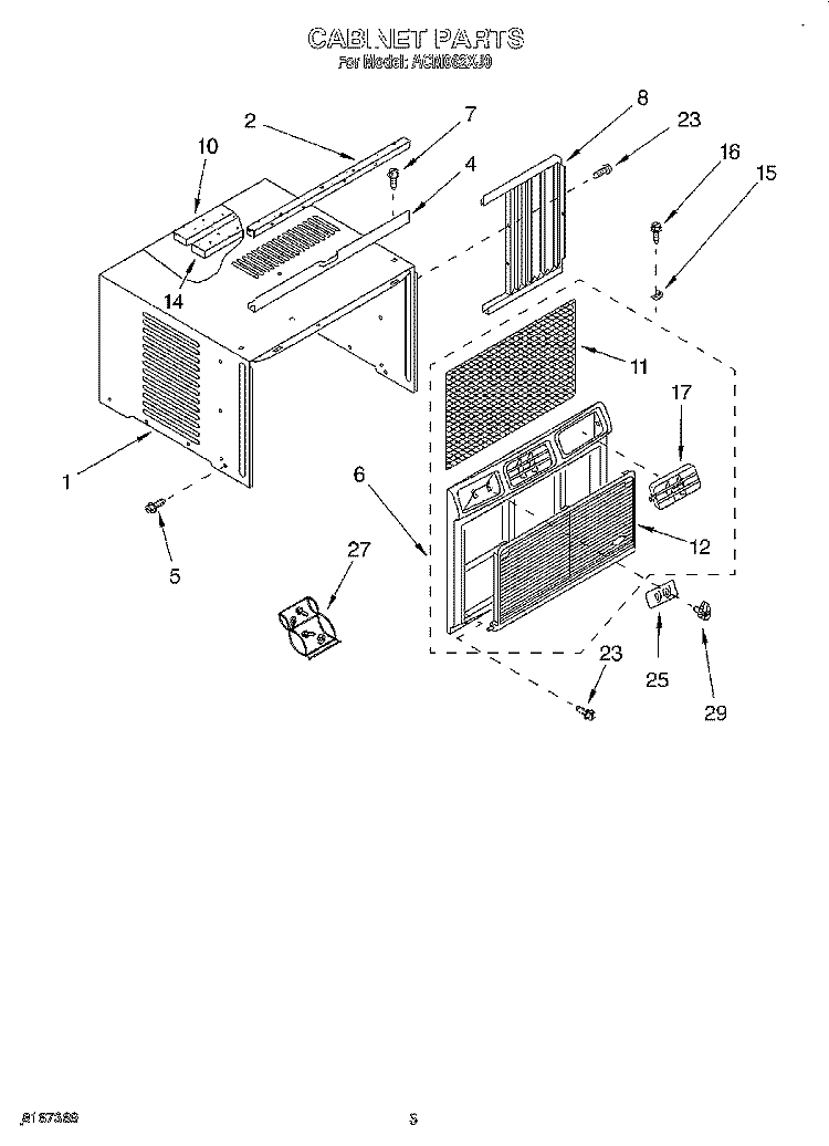 CABINET Diagram and Parts List for ACM062XJ0  Whirlpool Air Conditioner