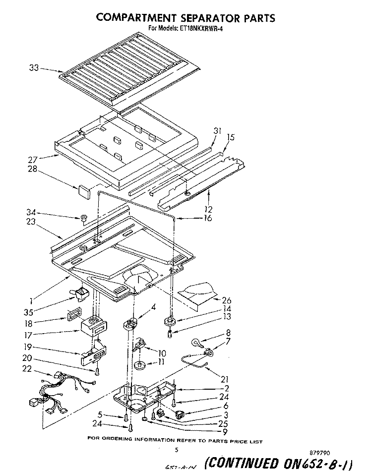 COMPARTMENT SEPARATOR Diagram and Parts List for ET18NKXRWR4  Whirlpool Refrigerator