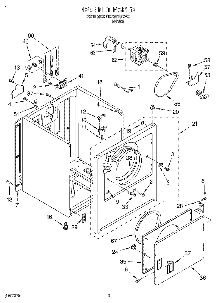 SECTION Diagram and Parts List for REX3615EW0  Roper Dryer