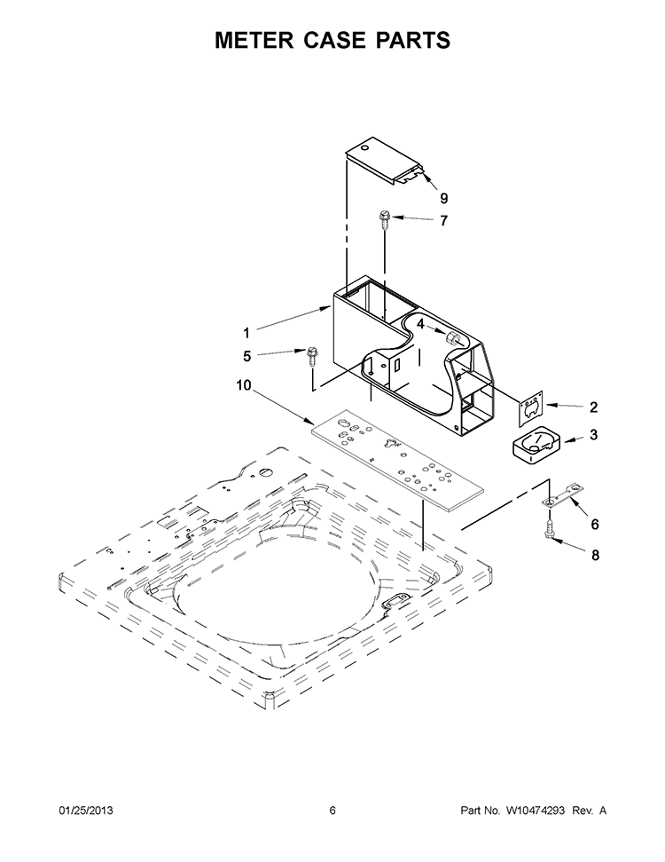 METER CASE PARTS Diagram and Parts List for CAE2763BQ0  Whirlpool Washer