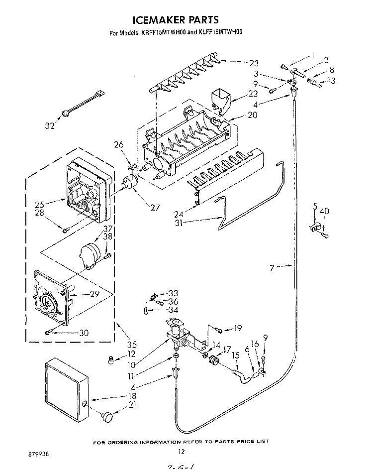 ICE MAKER Diagram and Parts List for KRFF15MTWH00  KitchenAid Freezer