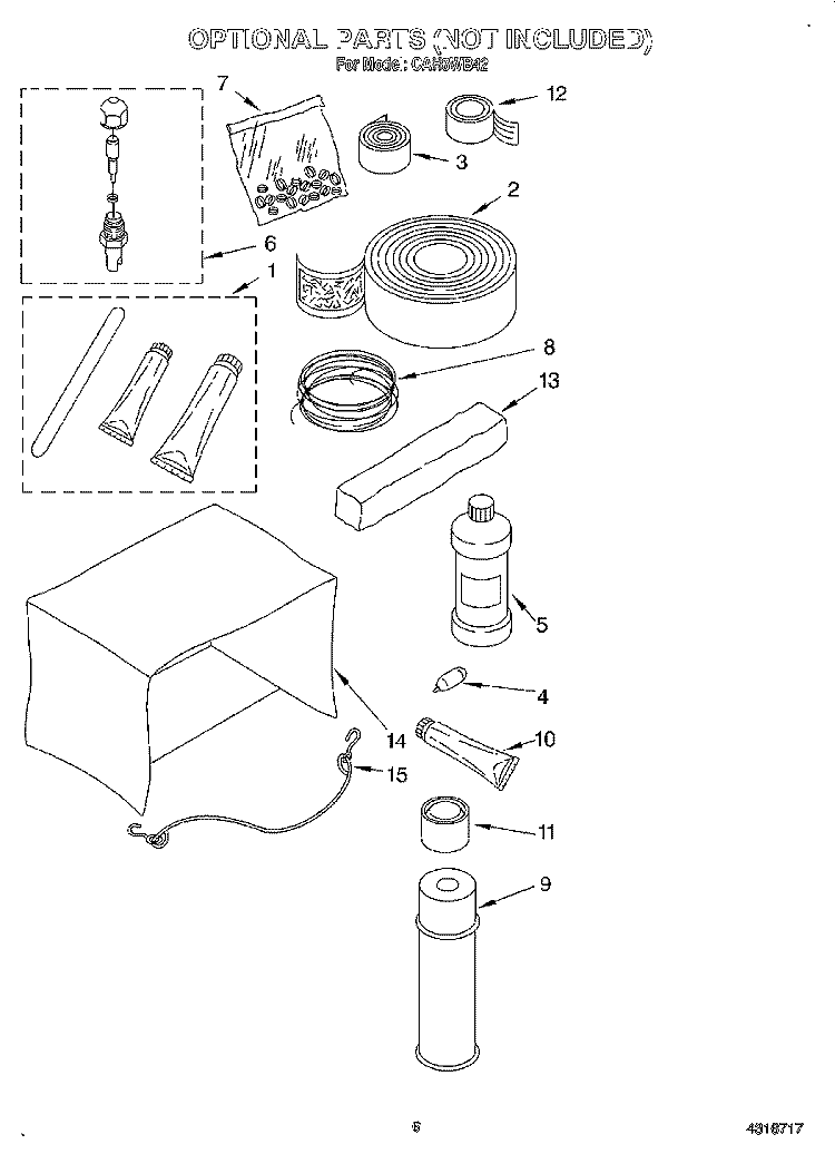 OPTIONAL Diagram and Parts List for CAH8WB42  Crosley Air Conditioner