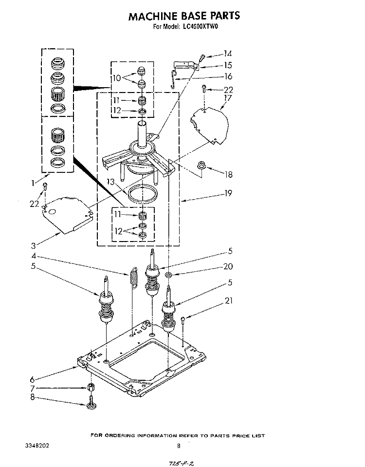 MACHINE BASE Diagram and Parts List for LC4500XTW0  Whirlpool Washer