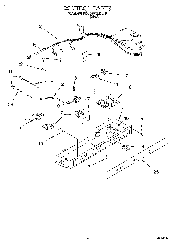 CONTROL Diagram and Parts List for KSUB25QDBL00  KitchenAid Refrigerator