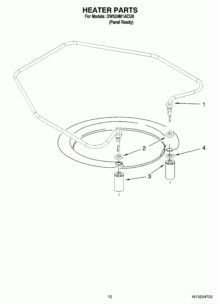 HEATER PARTS Diagram and Parts List for DW524M1ACU0  Whirlpool Dishwasher