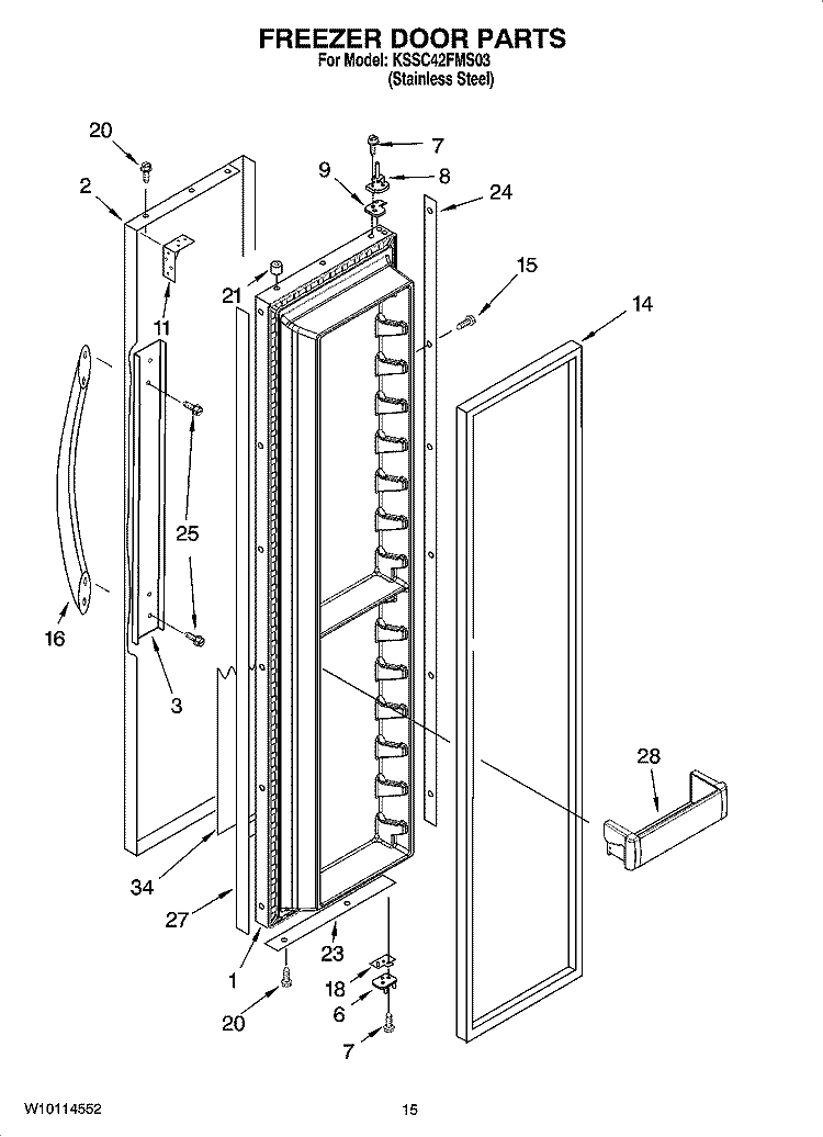 FREEZER DOOR PARTS Diagram and Parts List for KSSC42FMS03  KitchenAid Refrigerator