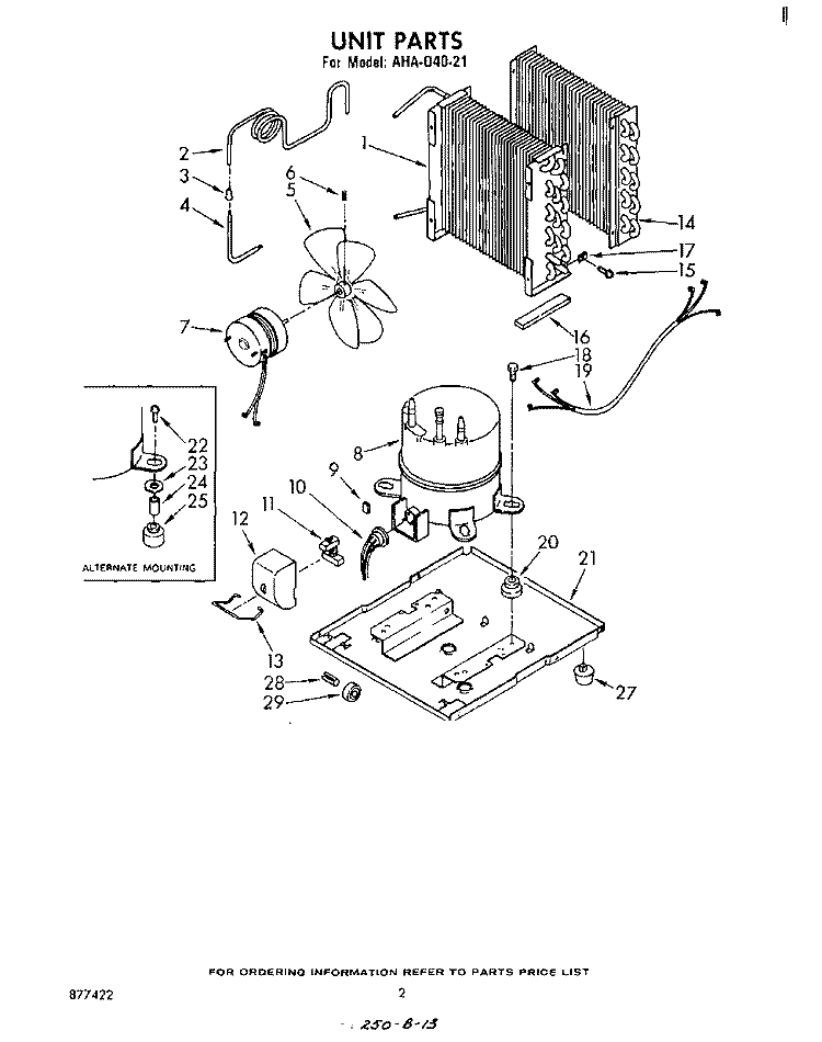 SECTION Diagram and Parts List for AHA04021  Whirlpool Dehumidifier