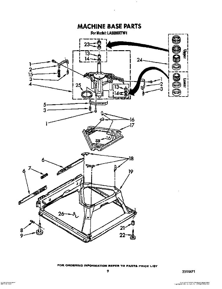 MACHINE BASE Diagram and Parts List for LA5580XTG1  Whirlpool Washer