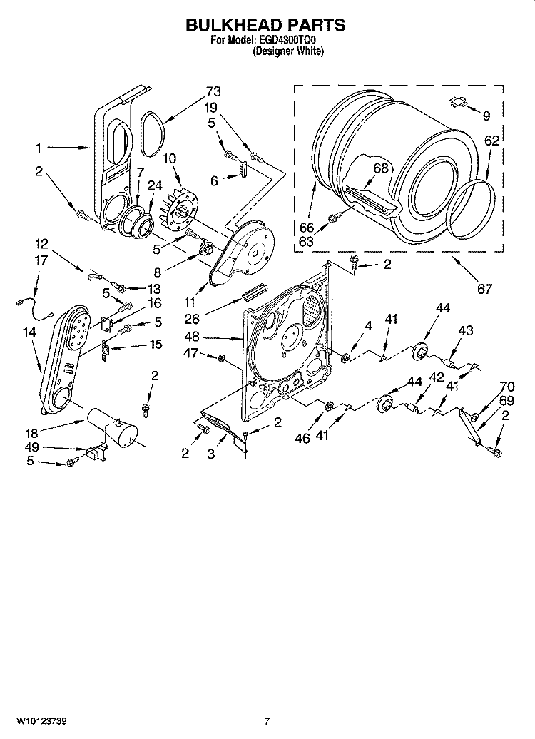 BULKHEAD PARTS, OPTIONAL PARTS (NOT INCLUDED) Diagram and Parts List for EGD4300TQ0  Estate Dryer