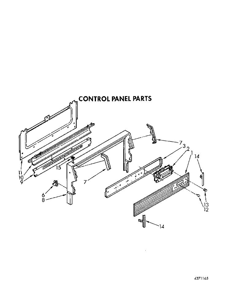 CONTROL PANEL Diagram and Parts List for SF385PEWN4  Whirlpool Range