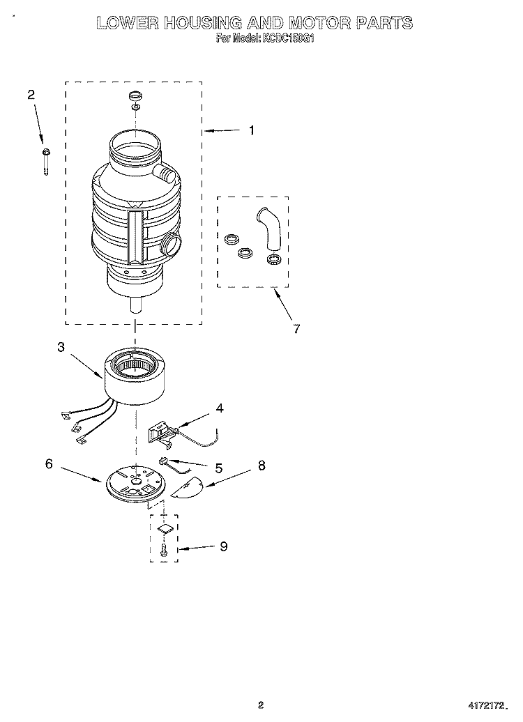 SECTION Diagram and Parts List for KCDC150G1  KitchenAid Food Waste Disposer