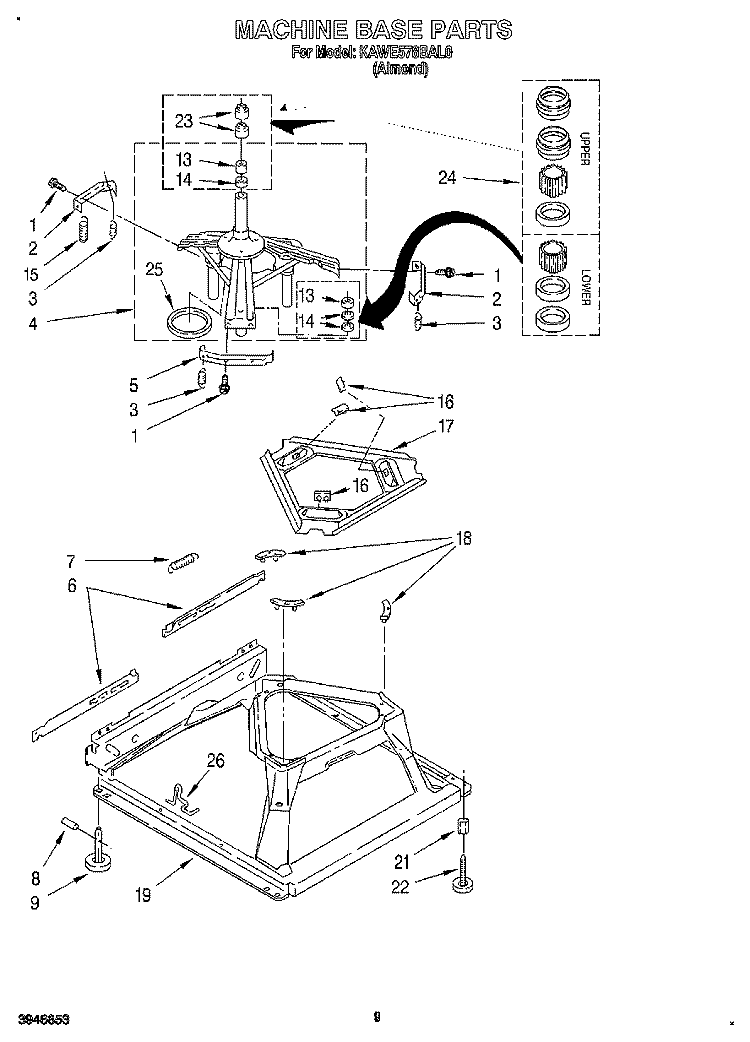 MACHINE BASE Diagram and Parts List for KAWE578BAL0  KitchenAid Washer