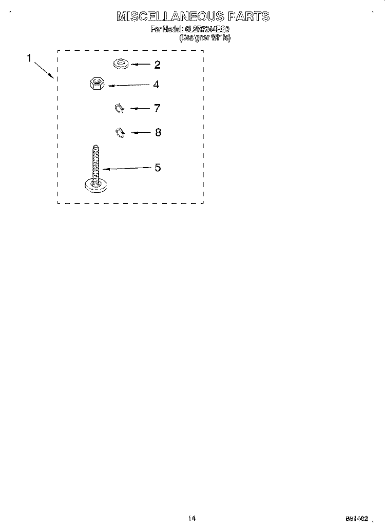 MISCELLANEOUS, LIT/OPTIONAL Diagram and Parts List for 6LSR7244EQ0  Whirlpool Washer