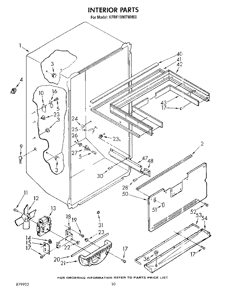 INTERIOR Diagram and Parts List for KFRF19MTPL00  Whirlpool Refrigerator
