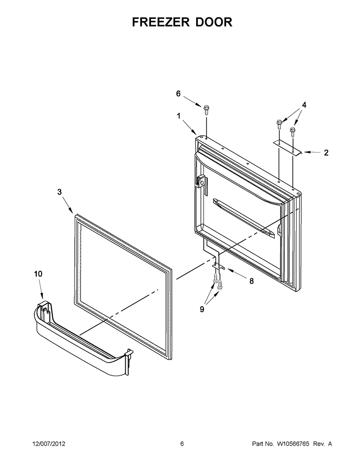FREEZER DOOR Diagram and Parts List for ITB19440Q03  Inglis Refrigerator