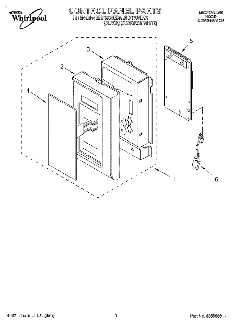 CONTROL PANEL Diagram and Parts List for MH7135XEB0  Whirlpool Microwave