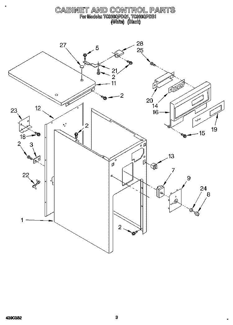 CABINET AND CONTROL Diagram and Parts List for TC900QPDQ1  Whirlpool Trash Compactor