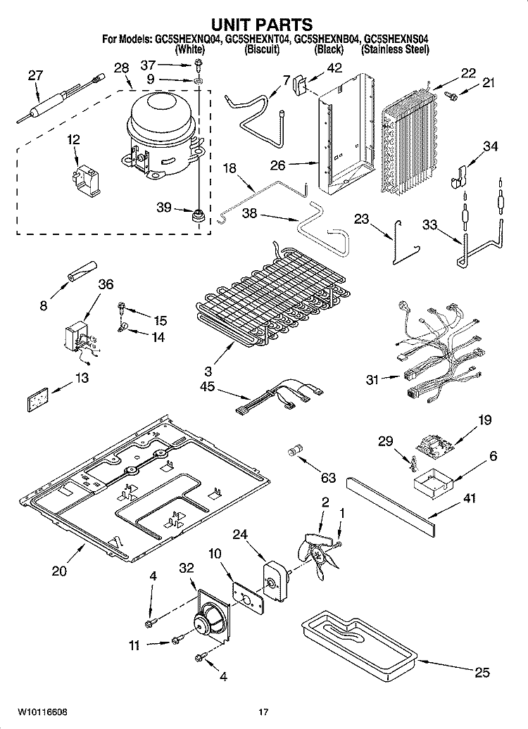 UNIT PARTS Diagram and Parts List for GC5SHEXNT04  Whirlpool Refrigerator