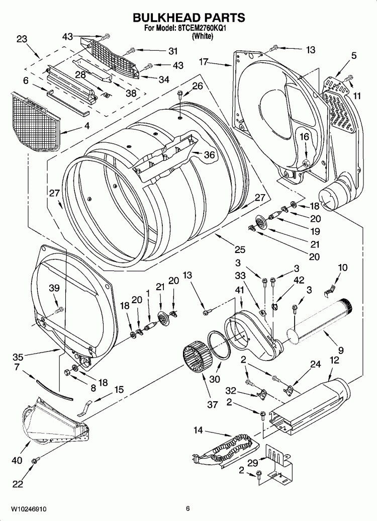 BULKHEAD PARTS, OPTIONAL PARTS (NOT INCLUDED) Diagram and Parts List for 8TCEM2760KQ1  Whirlpool Dryer