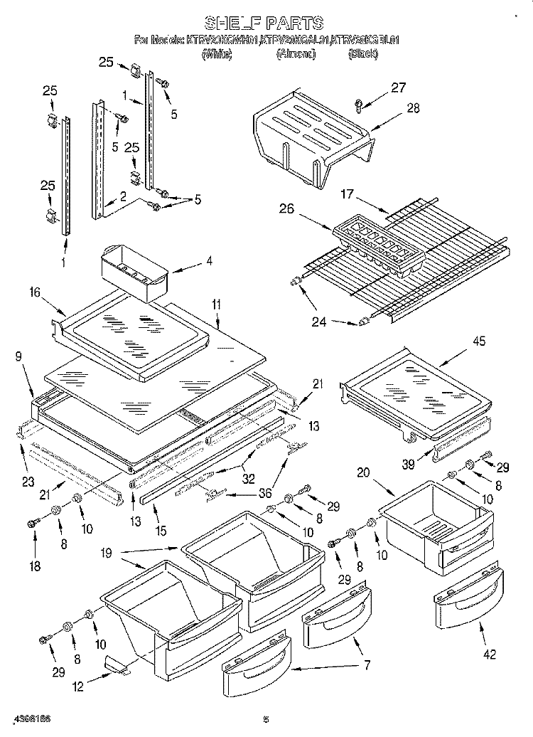 SHELF Diagram and Parts List for KTRV20KGBL01  Whirlpool Refrigerator