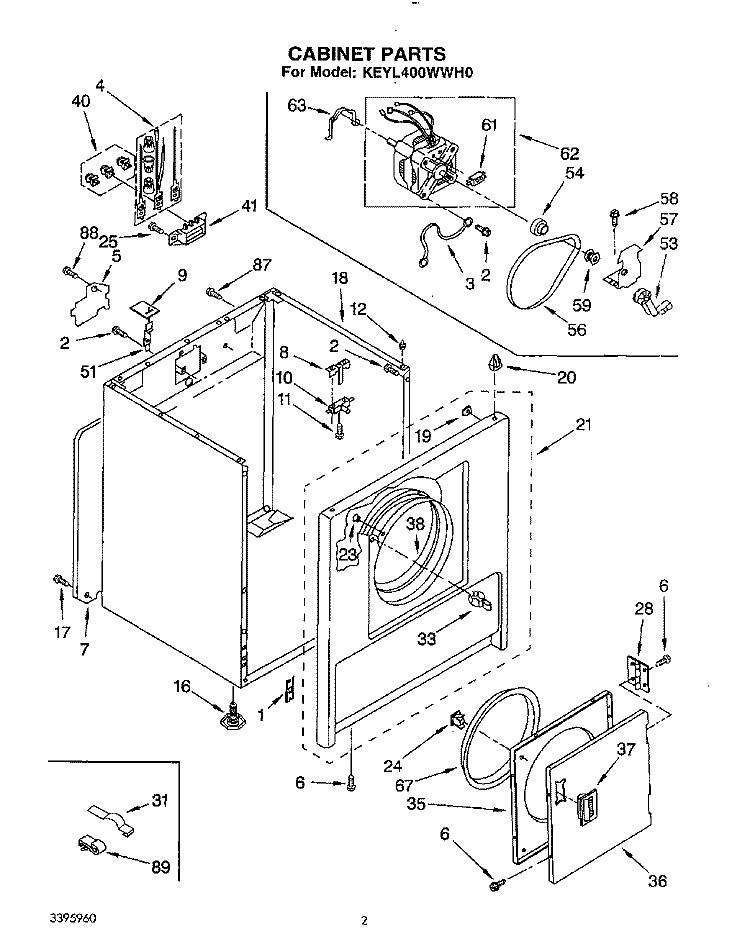 SECTION Diagram and Parts List for KEYL400WWH0  KitchenAid Dryer