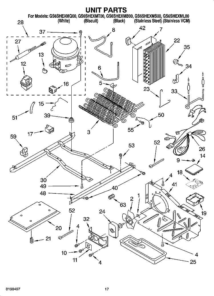 UNIT PARTS Diagram and Parts List for GS6SHEXML00  Whirlpool Refrigerator