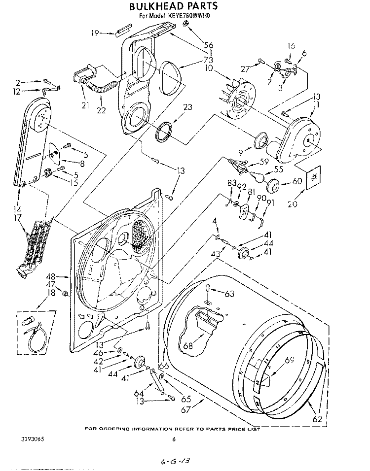 SECTION Diagram and Parts List for KEYE760WAL0  KitchenAid Dryer