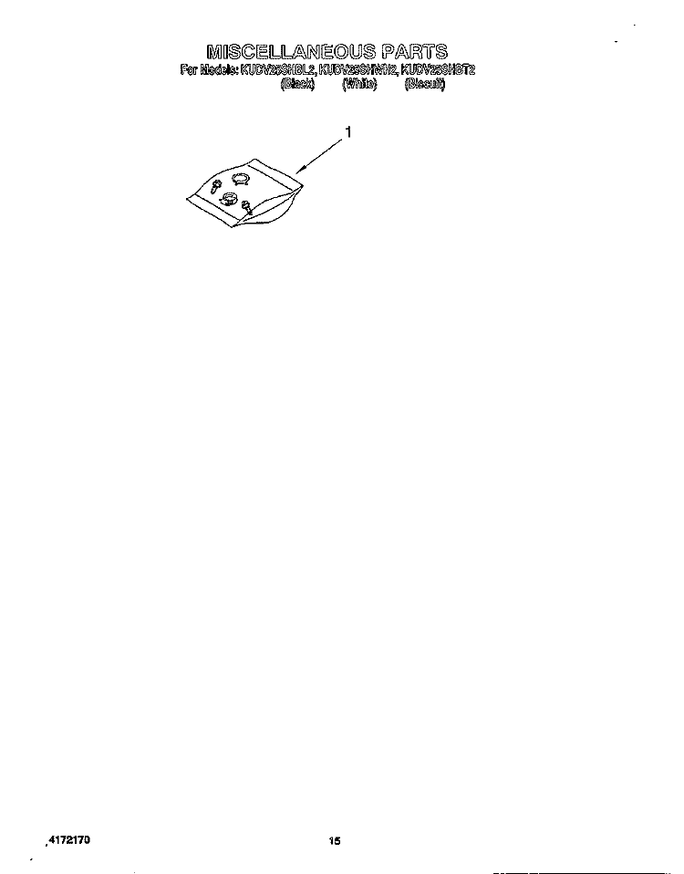 MISCELLANEOUS, OPTIONAL Diagram and Parts List for KUDV25SHBL2  KitchenAid Dishwasher
