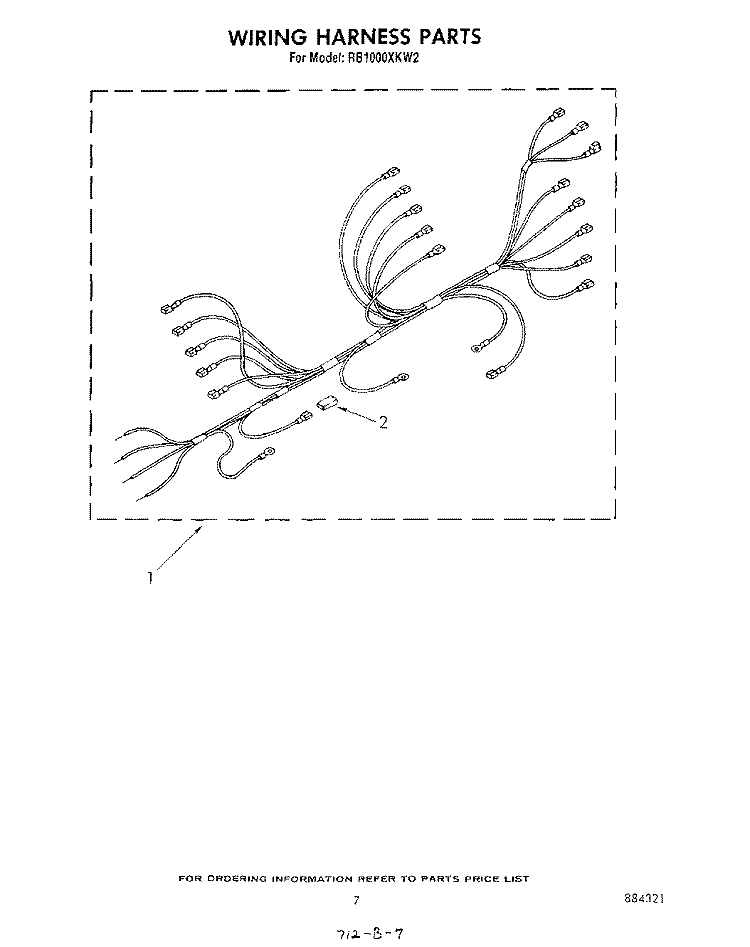 WIRING HARNESS Diagram and Parts List for RB1000XKW2  Whirlpool Wall Oven
