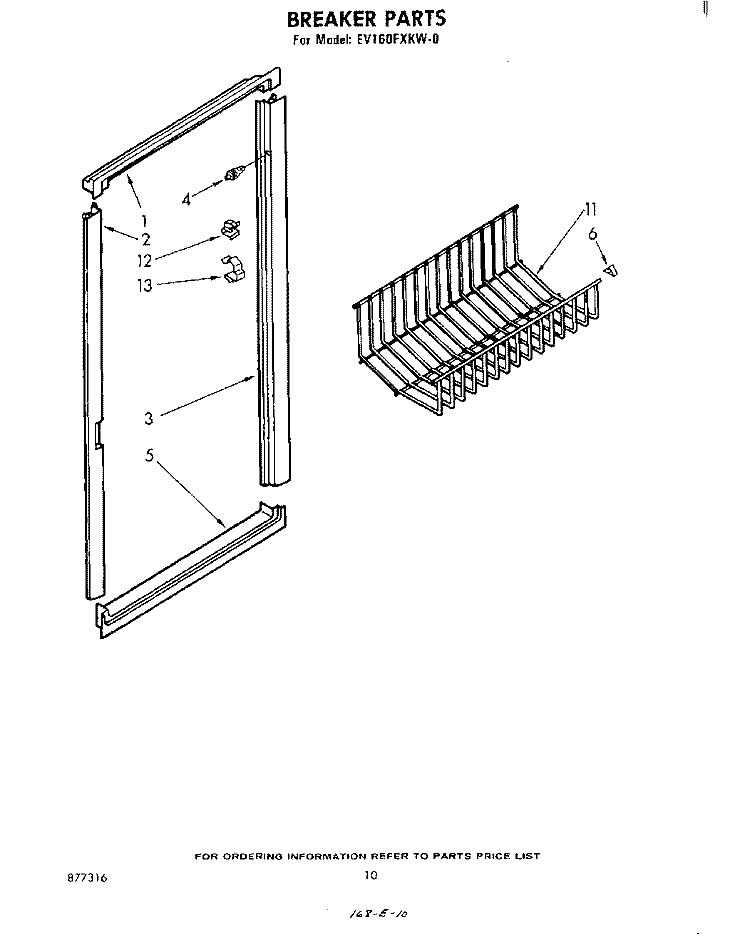 BREAKER Diagram and Parts List for EV160FXKW0  Whirlpool Freezer
