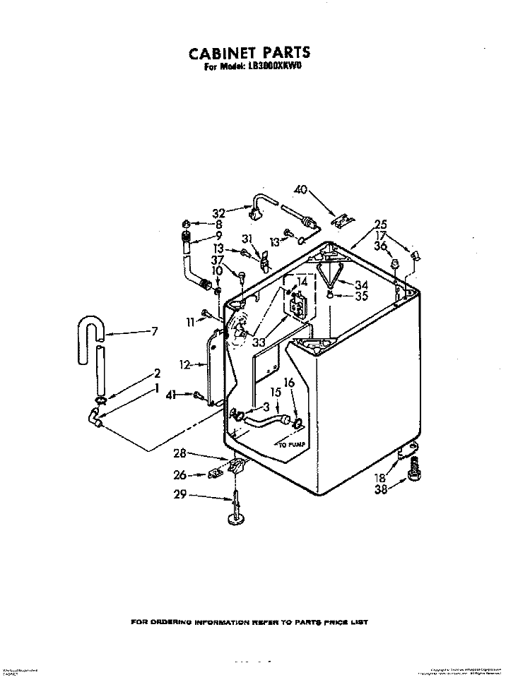 CABINET Diagram and Parts List for LB3000XKW0  Whirlpool Washer