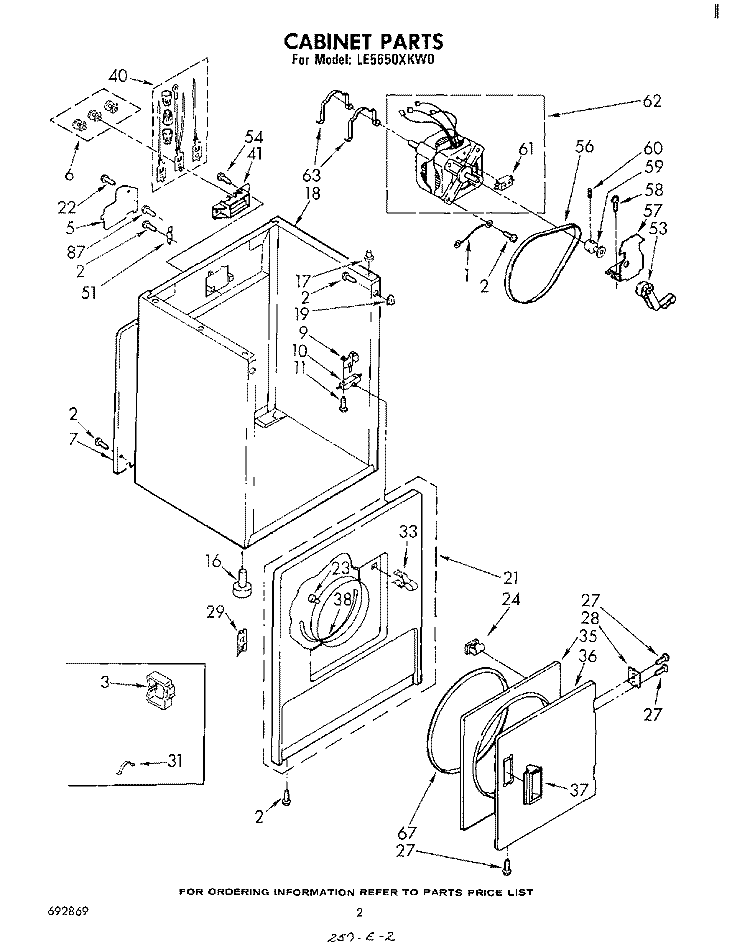 SECTION Diagram and Parts List for LE5650XKW0  Whirlpool Dryer