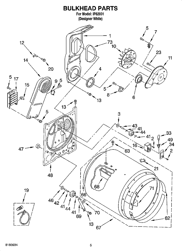 BULKHEAD PARTS, OPTIONAL PARTS (NOT INCLUDED) Diagram and Parts List for IP82001  Inglis Dryer