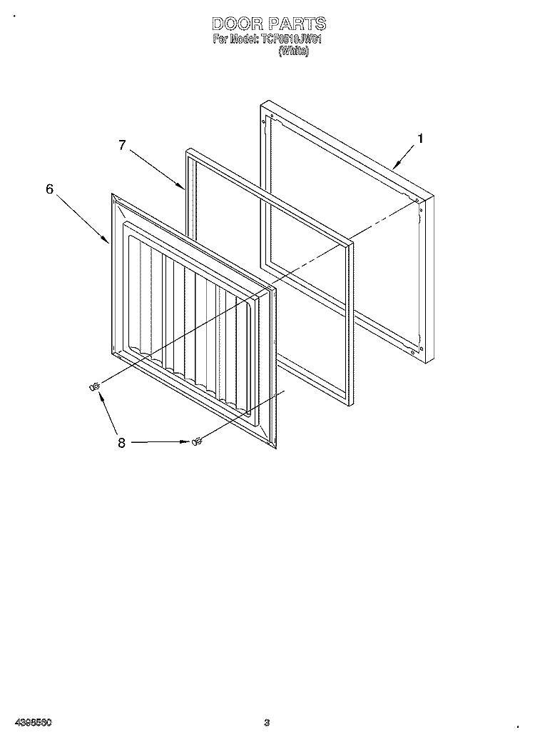 SECTION Diagram and Parts List for TCF0510JW01  Whirlpool Freezer