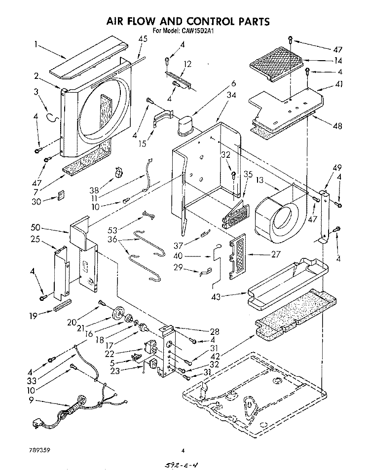 AIR FLOW AND CONTROL , LIT/OPTIONAL Diagram and Parts List for CAW15D2A1  Whirlpool Air Conditioner