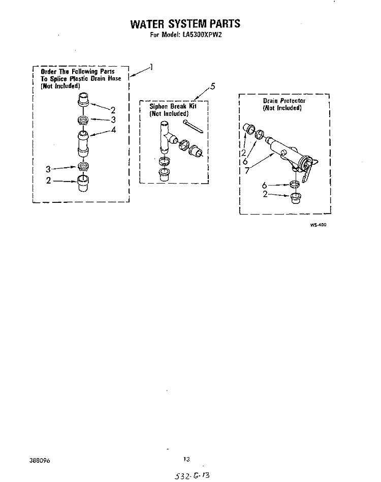 WATER SYSTEM Diagram and Parts List for LA5300XPW2  Whirlpool Washer