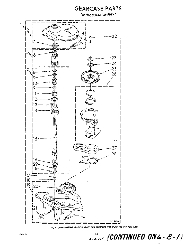GEARCASE Diagram and Parts List for KAWE450VAL0  KitchenAid Washer