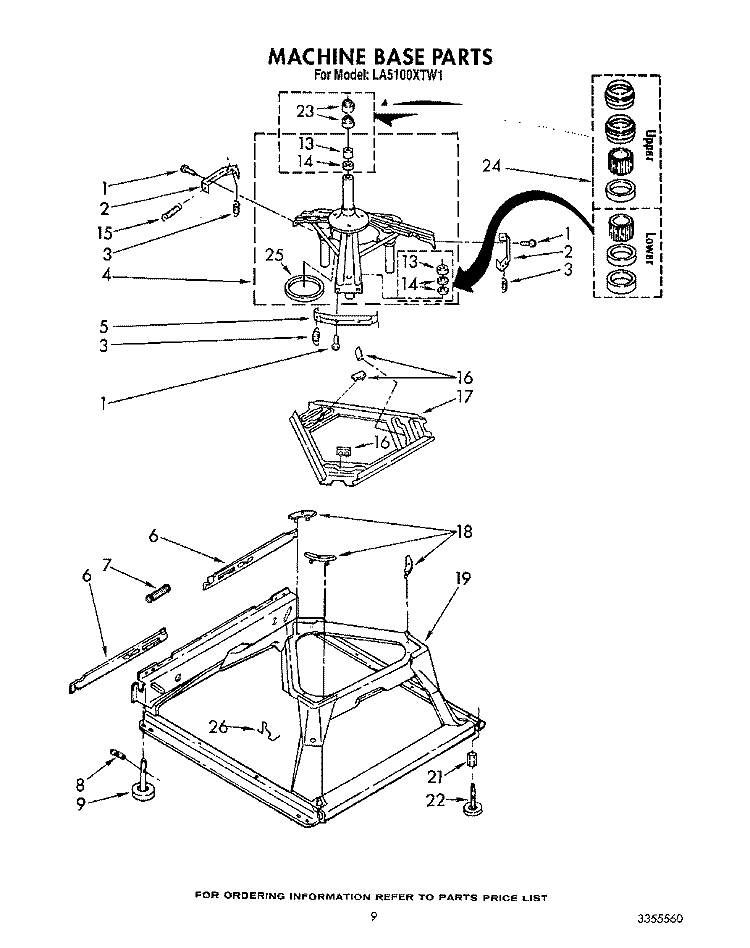 MACHINE BASE Diagram and Parts List for LA5100XTF1  Whirlpool Washer
